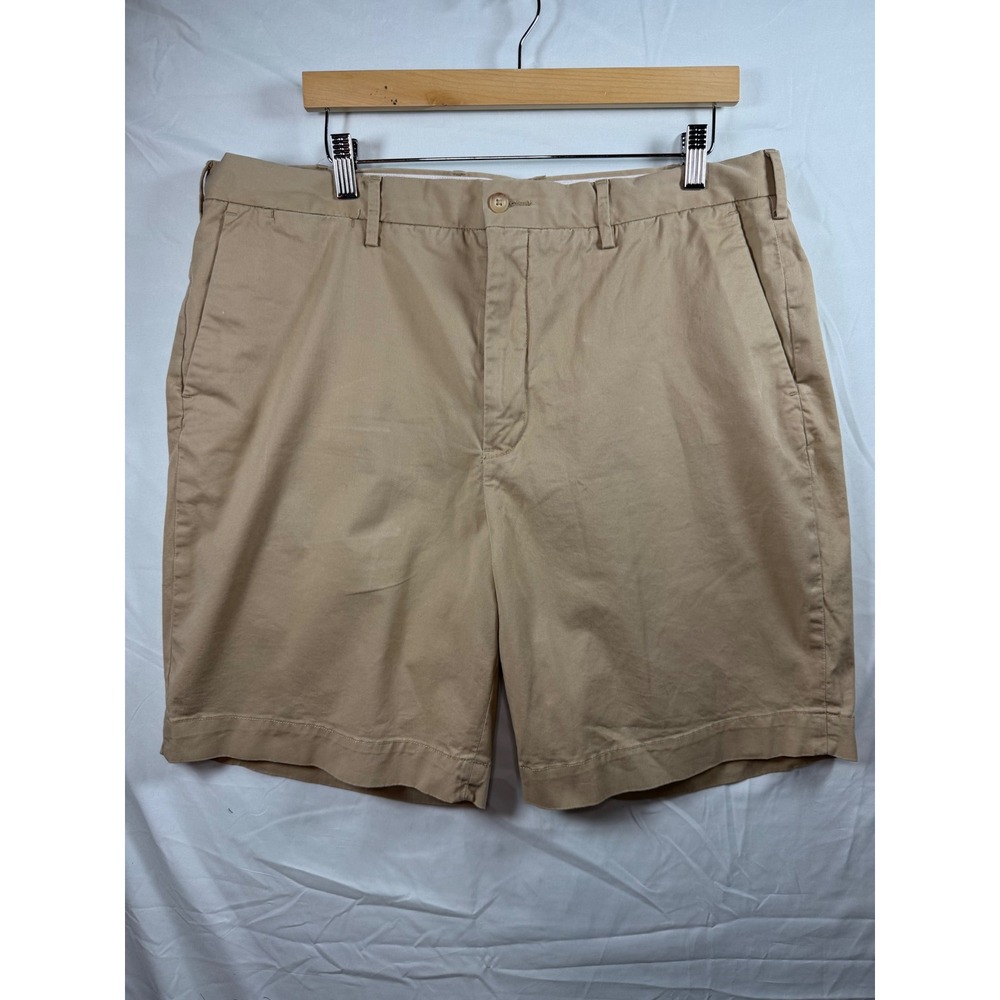 Polo Ralph Lauren Mens Khaki Chino Shorts Tan Cotton Twill Flat Front 9 In sz 38
